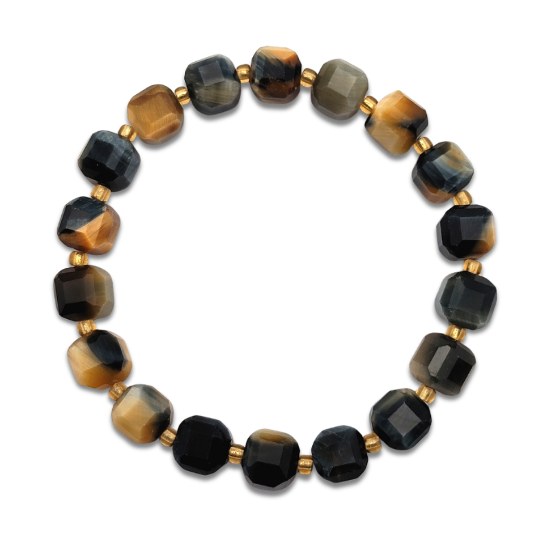 Dreamy Blue Tiger Eye Cube Bracelet